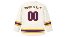 Load image into Gallery viewer, Hue Original Hockey Jersey in Lotus White, back view with your name and number