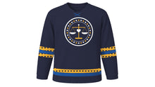 Load image into Gallery viewer, Human Rights Day Original Hockey Jersey in Charcoal, front view – custom name and number