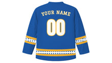 Load image into Gallery viewer, Human Rights Day Original Hockey Jersey in Freedom Blue, back view with your name and number