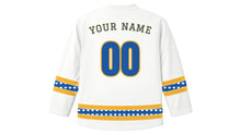 Load image into Gallery viewer, Human Rights Day Original Hockey Jersey in White, back view with your name and number
