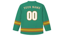 Load image into Gallery viewer, Hung Kings Festival Original Hockey Jersey in Jade Green, back view with your name and number