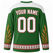 Load image into Gallery viewer, Hungarian State Foundation Day Original Hockey Jersey in Meadow Green, back view with custom YOUR NAME and 00