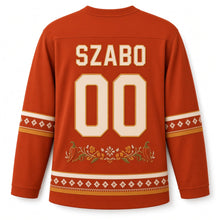Load image into Gallery viewer, Hungary Paprika Embroidery Original Hockey Jersey in Paprika Rust, back view with your name and number