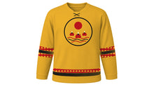 Load image into Gallery viewer, Hungry Ghost Festival Original Hockey Jersey in Gold, front view – custom name and number