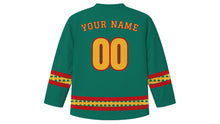 Load image into Gallery viewer, Hungry Ghost Festival Original Hockey Jersey in Jade Green, back view with your name and number