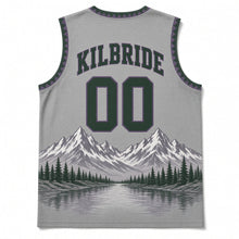 Load image into Gallery viewer, Idaho Sawtooth Peaks Original Basketball Jersey in Granite Gray, back view with your name and number