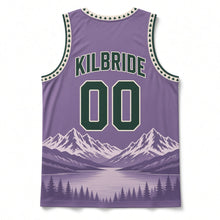 Load image into Gallery viewer, Idaho Sawtooth Peaks Original Basketball Jersey in Huckleberry, back view with your name and number