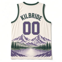 Load image into Gallery viewer, Idaho Sawtooth Peaks Original Basketball Jersey in Snowfield Cream, back view with your name and number