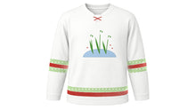 Load image into Gallery viewer, Imbolc Original Hockey Jersey in Snowdrop White, front view – custom name and number