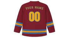 Load image into Gallery viewer, Imilchil Marriage Festival Original Hockey Jersey in Atlas Burgundy, back view with your name and number