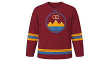 Load image into Gallery viewer, Imilchil Marriage Festival Original Hockey Jersey in Atlas Burgundy, front view – custom name and number