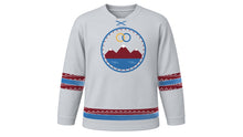 Load image into Gallery viewer, Imilchil Marriage Festival Original Hockey Jersey in Silver, front view – custom name and number