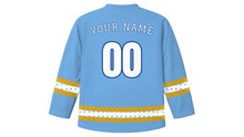Load image into Gallery viewer, Immaculate Conception Original Hockey Jersey in Sky Blue, back view with your name and number