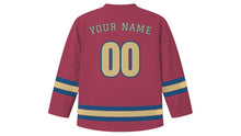 Load image into Gallery viewer, Incheon Original Hockey Jersey in Chinatown Crimson, back view with your name and number