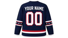 Load image into Gallery viewer, Independence Day Original Hockey Jersey in Navy, back view with your name and number