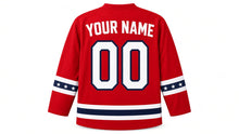 Load image into Gallery viewer, Independence Day Original Hockey Jersey in Red, back view with your name and number