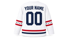 Load image into Gallery viewer, Independence Day Original Hockey Jersey in White, back view with your name and number