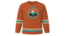 Load image into Gallery viewer, Indigenous Peoples' Day Original Hockey Jersey in Terracotta, front view – custom name and number
