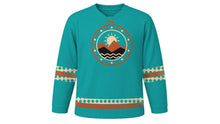 Load image into Gallery viewer, Indigenous Peoples' Day Original Hockey Jersey in Turquoise, front view – custom name and number