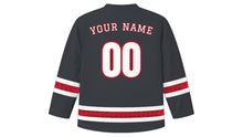 Load image into Gallery viewer, Indonesian Independence Day Original Hockey Jersey in Charcoal, back view with your name and number