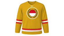 Load image into Gallery viewer, Indonesian Independence Day Original Hockey Jersey in Gold, front view – custom name and number