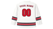 Load image into Gallery viewer, Indonesian Independence Day Original Hockey Jersey in White, back view with your name and number