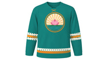 Load image into Gallery viewer, International Day of Yoga Original Hockey Jersey in Calm Teal, front view – custom name and number