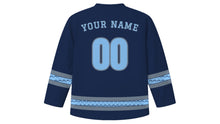 Load image into Gallery viewer, International Men's Day Original Hockey Jersey in Navy, back view with your name and number