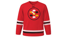 Load image into Gallery viewer, International Mother Language Day Original Hockey Jersey in Krishnachura Red, front view – custom name and number