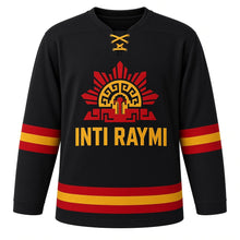 Load image into Gallery viewer, Inti Raymi Original Hockey Jersey in Black, front view – custom name and number