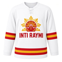 Load image into Gallery viewer, Inti Raymi Original Hockey Jersey in White, front view – custom name and number