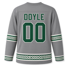 Load image into Gallery viewer, Ireland Celtic Knot Green Original Hockey Jersey in Burren Stone, back view with your name and number