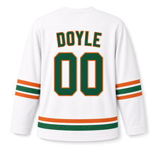 Load image into Gallery viewer, Ireland Celtic Knot Green Original Hockey Jersey in Mist White, back view with your name and number