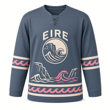 Load image into Gallery viewer, Ireland Cliffs and Waves Original Hockey Jersey in Atlantic Slate, front view – custom name and number