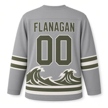 Load image into Gallery viewer, Ireland Cliffs and Waves Original Hockey Jersey in Cliff Stone, back view with your name and number