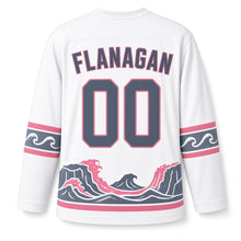 Load image into Gallery viewer, Ireland Cliffs and Waves Original Hockey Jersey in Foam White, back view with your name and number