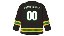 Load image into Gallery viewer, Irreecha Original Hockey Jersey in Earth Black, back view with your name and number