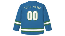 Load image into Gallery viewer, Islamabad Original Hockey Jersey in Rawal Lake Blue, back view with your name and number