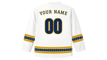 Load image into Gallery viewer, Isra and Miraj Original Hockey Jersey in White, back view with your name and number