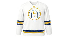 Load image into Gallery viewer, Isra and Miraj Original Hockey Jersey in White, front view – custom name and number
