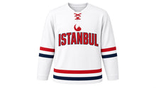 Load image into Gallery viewer, Istanbul Original Hockey Jersey in White, front view – custom name and number