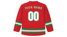 Load image into Gallery viewer, Italian Liberation Day Original Hockey Jersey in Red, back view with your name and number