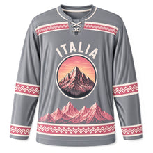 Load image into Gallery viewer, Italy Dolomite Peaks Original Hockey Jersey in Dolomite Gray, front view – custom name and number