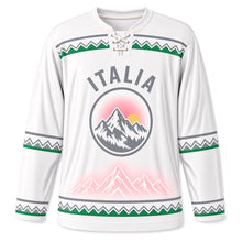 Load image into Gallery viewer, Italy Dolomite Peaks Original Hockey Jersey in Snow White, front view – custom name and number