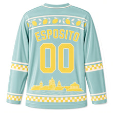 Load image into Gallery viewer, Italy Lemon Coast Original Hockey Jersey in Sea Glass, back view with your name and number