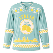 Load image into Gallery viewer, Italy Lemon Coast Original Hockey Jersey in Sea Glass, front view – custom name and number