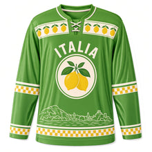 Load image into Gallery viewer, Italy Lemon Coast Original Hockey Jersey in Leaf Green, front view – custom name and number