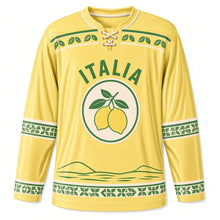 Load image into Gallery viewer, Italy Lemon Coast Original Hockey Jersey in Lemon Yellow, front view – custom name and number