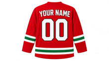 Load image into Gallery viewer, Italy Original Hockey Jersey in Red, back view with your name and number