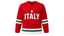 Load image into Gallery viewer, Italy Original Hockey Jersey in Red, front view – custom name and number